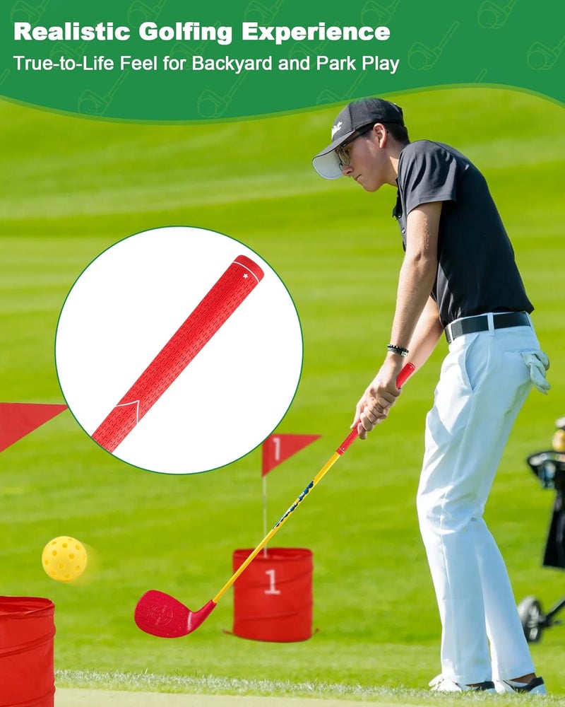 Hotwind 2 Pack Backyard Golf Game Clubs with 5”x 3.5” Oversize Heads and 36” Lightweight Carbon Shaft for Adults Play Outdoor Golf Yard Game in Grass Parks and Yards Hit Plastic and Foam Balls - Image 4