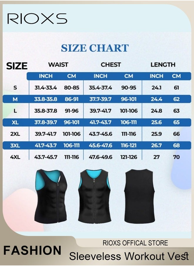RIOXS - Men's Compress Zipper Vest, Belly Slimming Body Shaper Vest, Sleeveless Zipper Undershirt, Tummy Control Tank Top, Shapewear for Stomach Slimming Shirt Workout Suit, Sauna Vest Waist Trainer For Men - Image 1