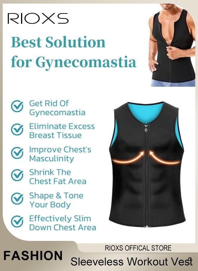 ريوكس السترات المطاطية المضغوطة للرجال، السترات البلاستيكية للجسم نحيف، والقمصان الخالية من الأكمام، وسترات التحكم في البطن، والملابس الداخلية البلاستيكية هي قمصان نحيفة للبطن، وسترات الساونا للرجال - Image 5
