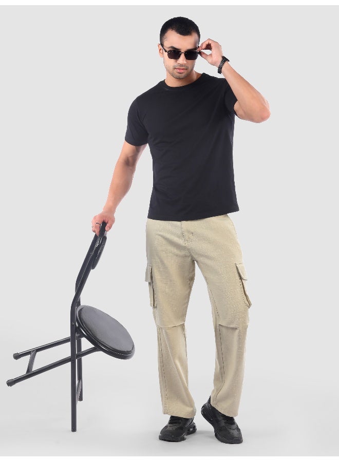 Beyoung Beige Adjustable Waist Cargo Pants  - Image 4