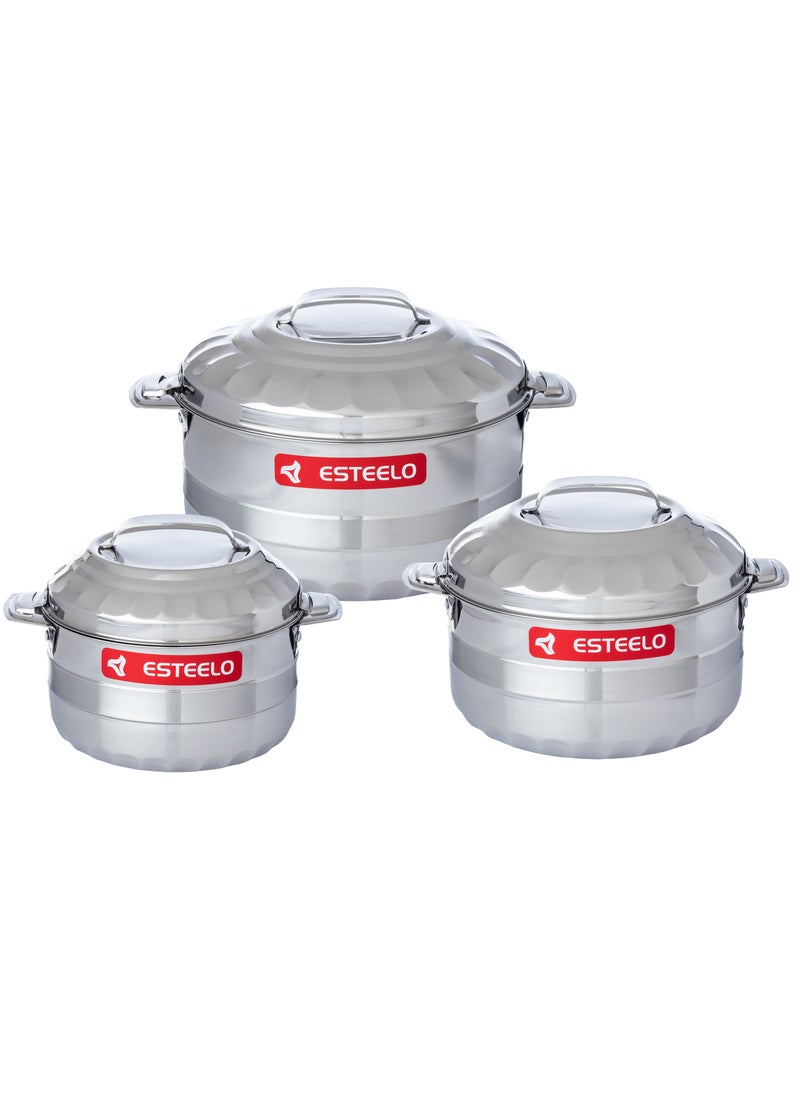 Esteelo - Set of 3 Pieces Stainless Steel Containers 2000 ML/3000 ML/4000 ML - Image 1