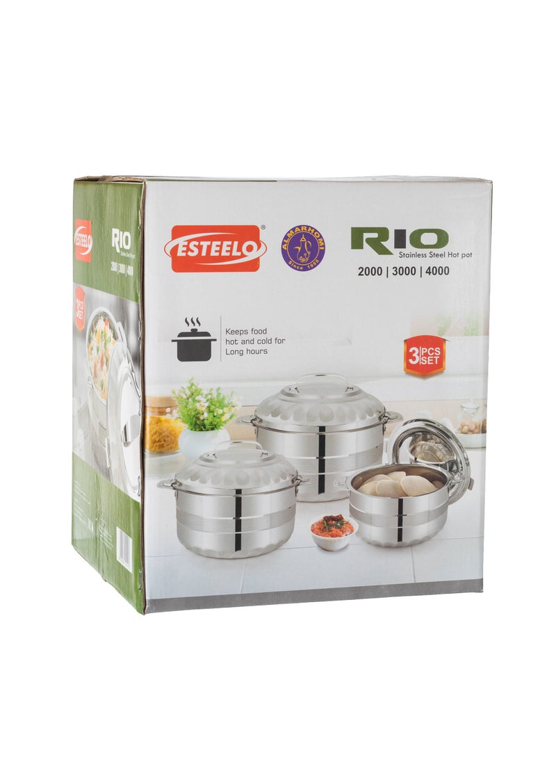 Esteelo - Set of 3 Pieces Stainless Steel Containers 2000 ML/3000 ML/4000 ML - Image 1