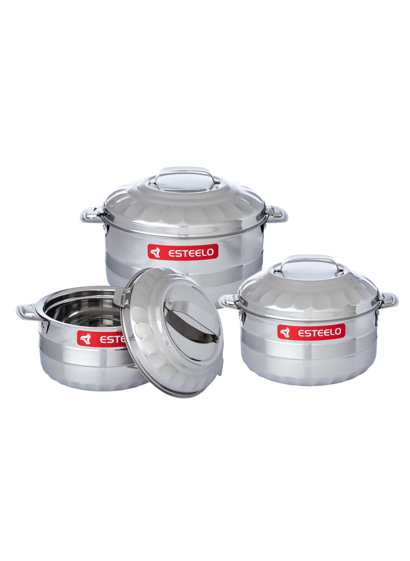 Esteelo - Set of 3 Pieces Stainless Steel Containers 2000 ML/3000 ML/4000 ML - Image 1