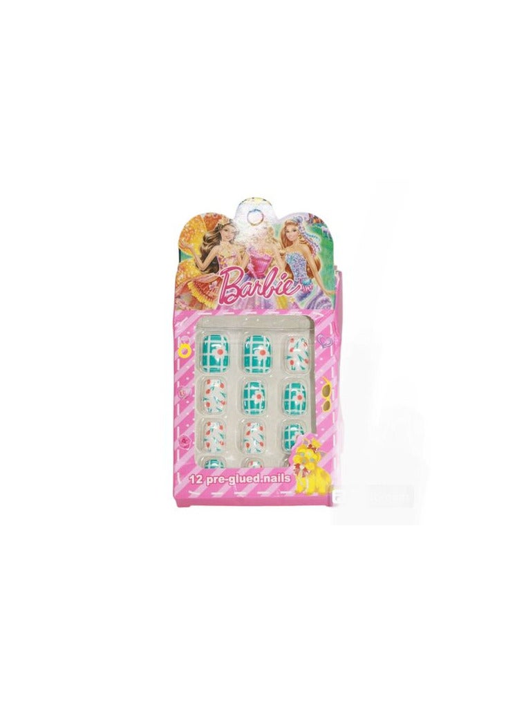 Kids Press On Nails For Girls Full Cover Pre-glued Olive Flowery - Image 1