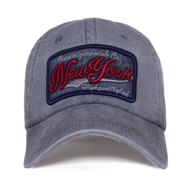 Aavjo New York Design Unisex Denim Cotton Cap with Adjustable Strap (Grey) - Image 3