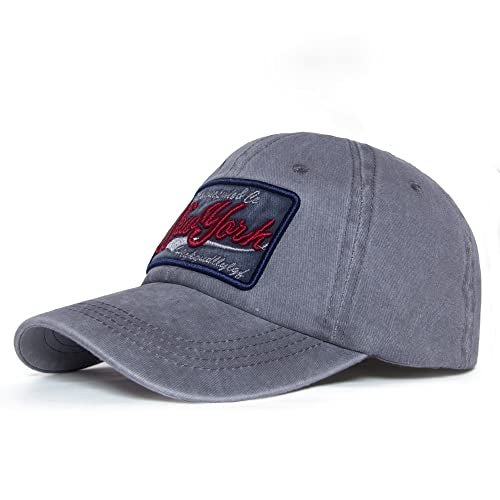 Aavjo New York Design Unisex Denim Cotton Cap with Adjustable Strap (Grey) - Image 2