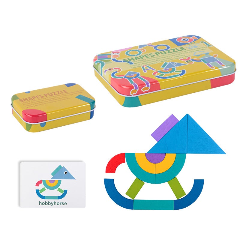 Wooden Children'S Educational Iron Boxed Shape Jigsaw Puzzle Shape Cognitive Color Recognition Early Education Science And Education Toys - Image 5