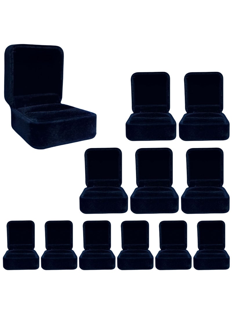 ORTUK 12pcs Jewelry Box Black Velvet Ring Holder, Velvet Jewellery Storage for Rings, Velour Interior Jewelry Display Box, Engagement Earrings, Wedding Gift, Earring Case Open Mouth 7cm - 5x5x4 cm - Image 1