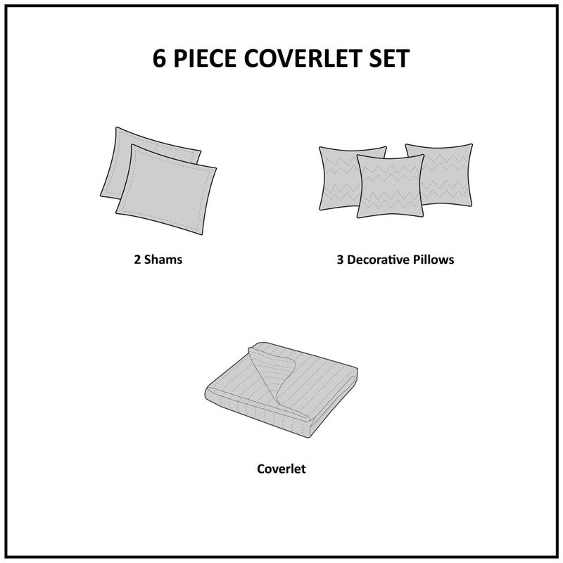 Madison Park Quilt Set Cottage Coastal Design, 6 Piece Set - All Season, Coverlet Bedspread Lightweight Bedding Layer, Shams, Toss Pillows, Full/Queen(90"x90"), Blue/White - Image 5