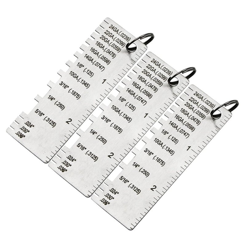 3Pcs Stainless Steel Welding Thickness Gauge Metal Sheet Measurement Tool - Image 2