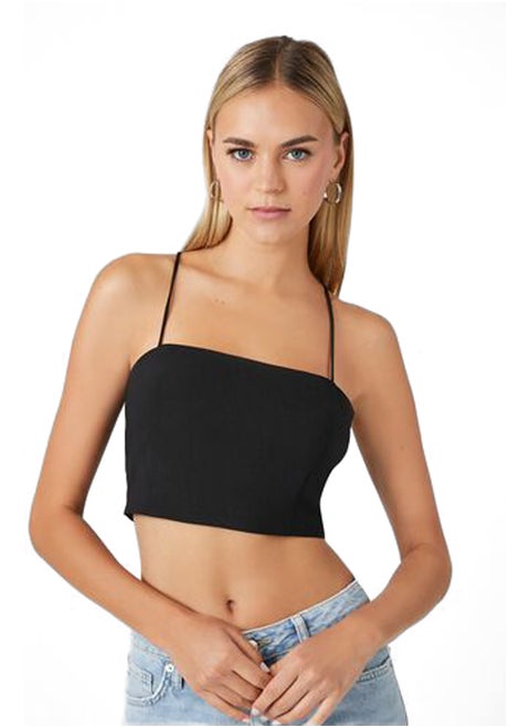 Crisscross Lace-Back Cropped Cami