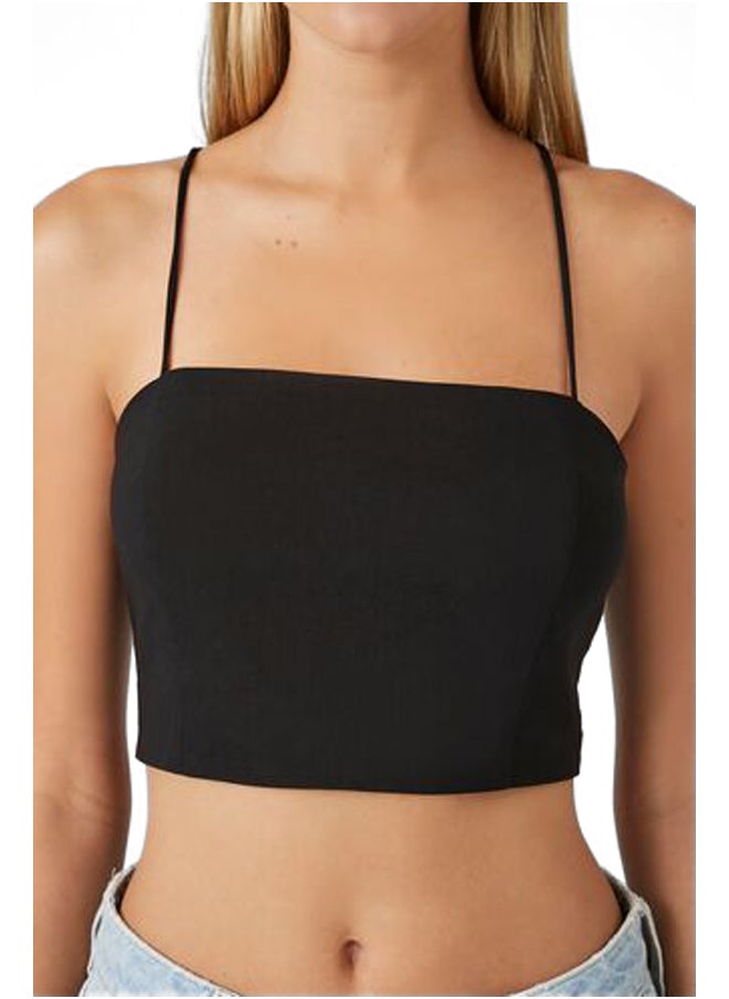 Crisscross Lace-Back Cropped Cami