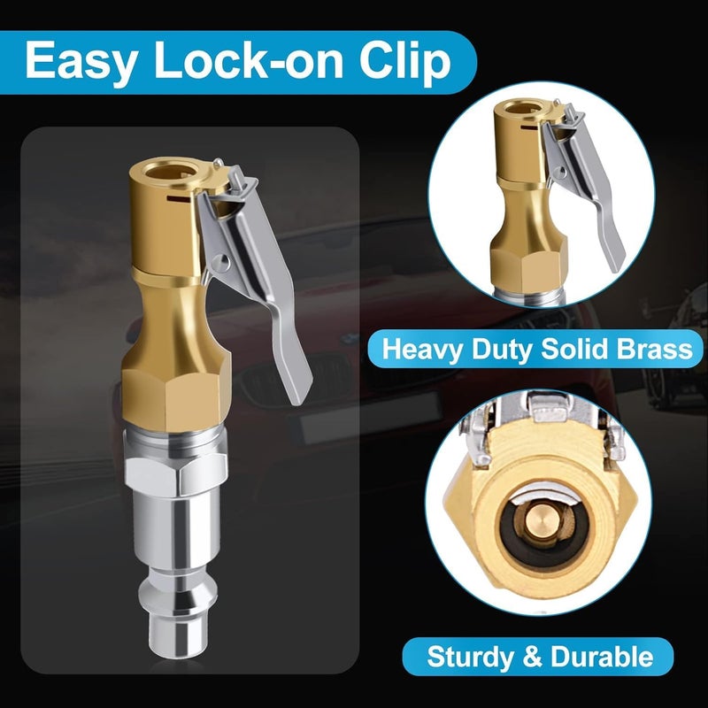 KASTWAVE Air Chuck Pack of 3, Heavy Duty Closed Flow Tire Chuck with 1/4" FNPT, Tire Inflator Gauge Compressor Accessories - Image 3