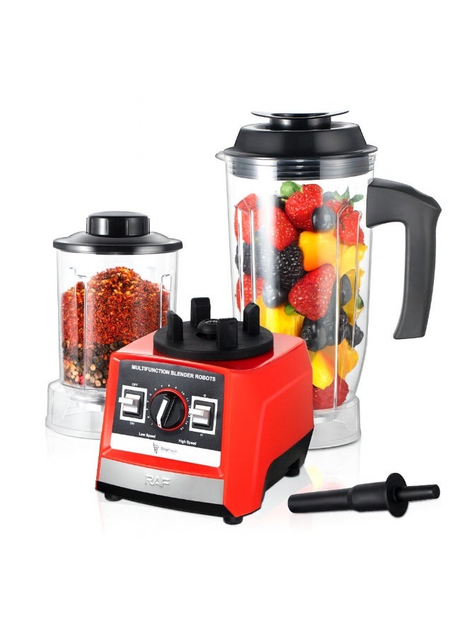 آر إيه أف خلاط RAF القوي بقوة 2400 واط - خلاط فواكه وخضراوات 2 في 1 سعة 2.5 لتر مع مطحنة، محرك عالي السرعة 20000 دورة في الدقيقة وشفرات من الفولاذ المقاوم للصدأ سهلة التنظيف (أحمر) - Image 2