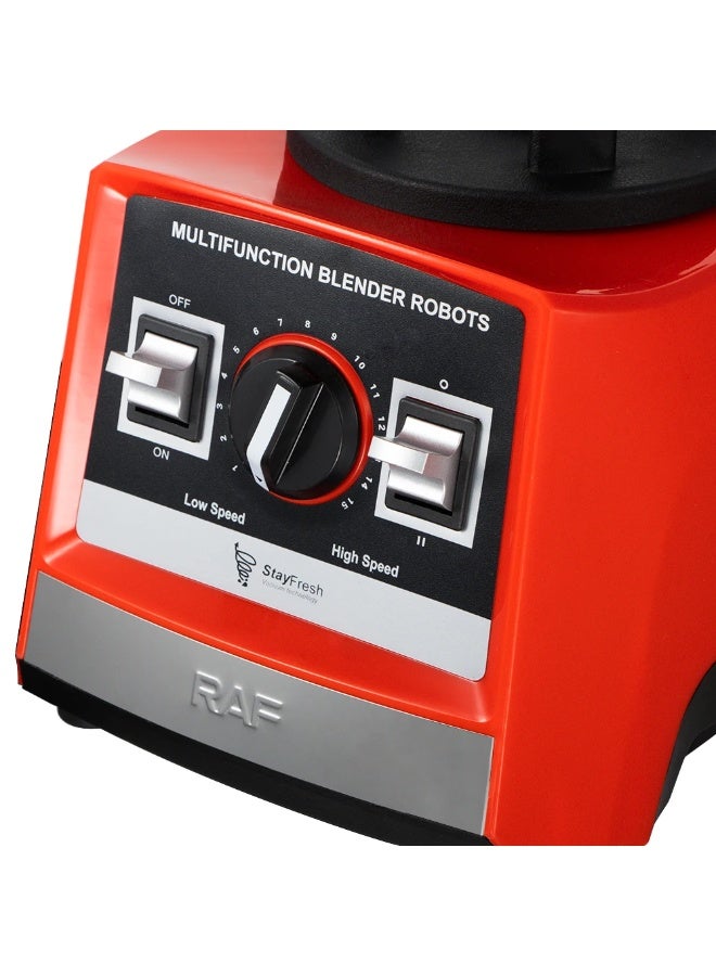 آر إيه أف خلاط RAF القوي بقوة 2400 واط - خلاط فواكه وخضراوات 2 في 1 سعة 2.5 لتر مع مطحنة، محرك عالي السرعة 20000 دورة في الدقيقة وشفرات من الفولاذ المقاوم للصدأ سهلة التنظيف (أحمر) - Image 5