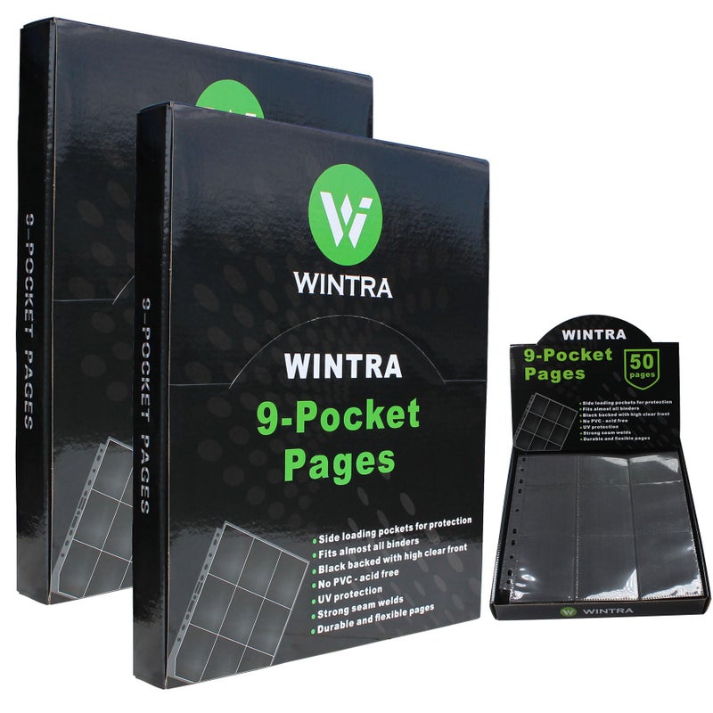 WINTRA 1800 Pockets Trading Card Pages 9Pocket SideLoading Card Sleeves Protectors Sports Card Collector Album Sheets for Ring Binder100 Background Pages - Image 3