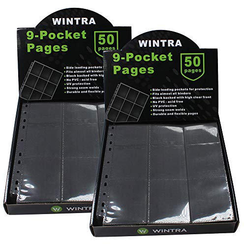 WINTRA 1800 Pockets Trading Card Pages 9Pocket SideLoading Card Sleeves Protectors Sports Card Collector Album Sheets for Ring Binder100 Background Pages - Image 5