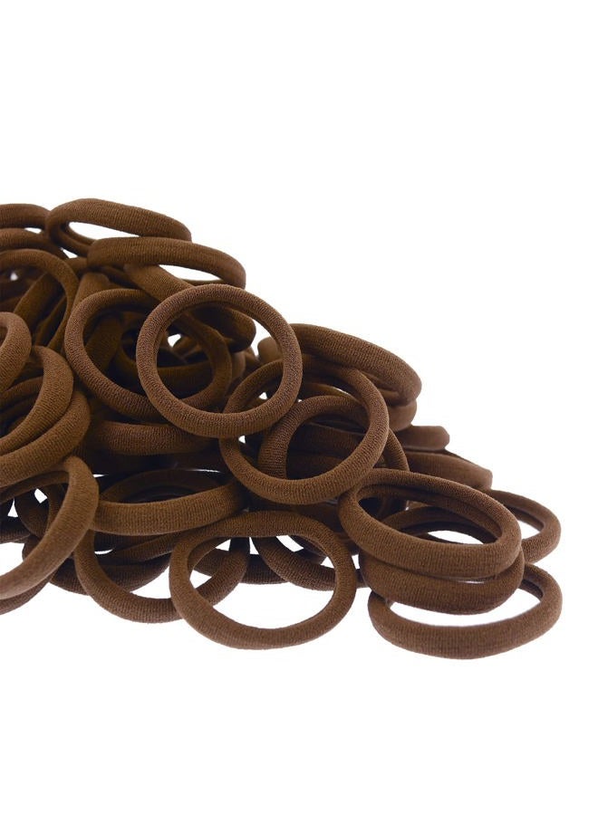 PIDOUDOU 100 Pack Seamless Hair Ties for Women Girls Ponytail Holders for Thick Hair (Mid-Brown) - Image 2