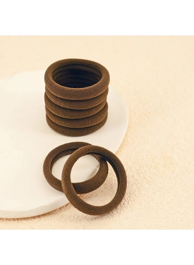 PIDOUDOU 100 Pack Seamless Hair Ties for Women Girls Ponytail Holders for Thick Hair (Mid-Brown) - Image 5