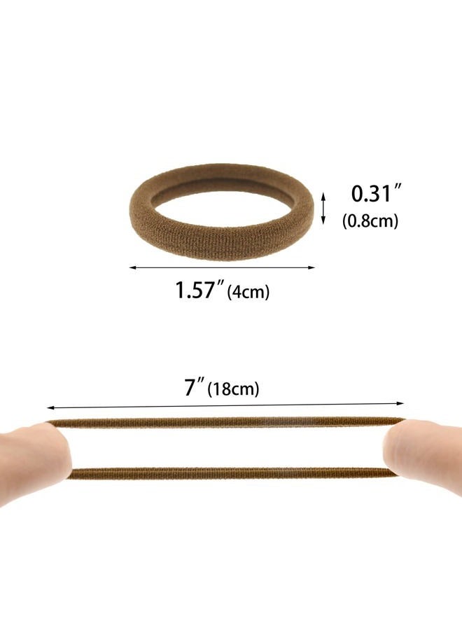 PIDOUDOU 100 Pack Seamless Hair Ties for Women Girls Ponytail Holders for Thick Hair (Mid-Brown) - Image 4