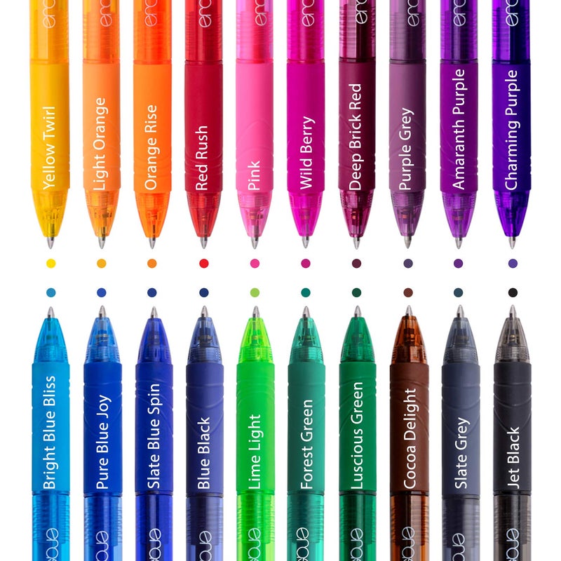 ParKoo 20 Colors Retractable Erasable Gel Pens Clicker, Fine Point 0.7 mm, Make Mistakes Disappear, Comfort Grip for Drawing Writing Planners and Crossword Puzzles - Image 5