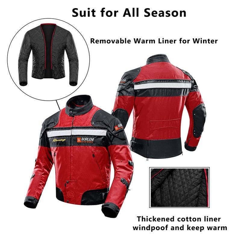 BORLENI Motorcycle Jacket Motorbike Riding Jacket Windproof Motorcycle Full Body Protective Gear Armor - Image 5