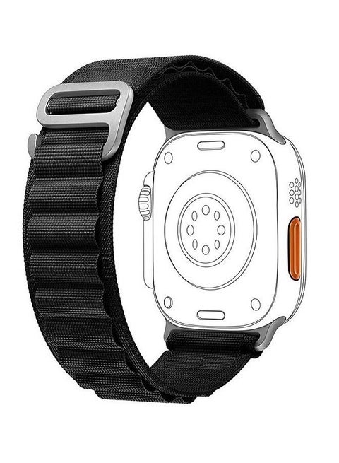 Alpine Loop strap for Apple watch band Ultra 42mm 44mm 45mm 49mm nylon bracelet Sport Strap with Metal Steel G‑Hook For iWatch series 7 6 5 4 8 Se - Black