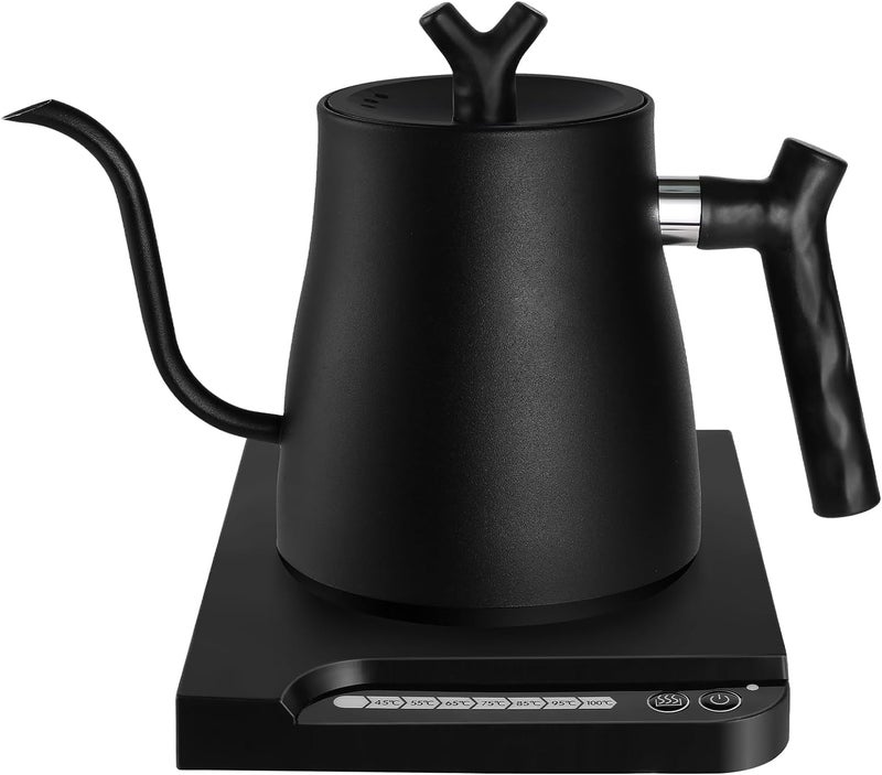 Perfin Electric Gooseneck Kettle غلاية v60 1L 1000W Electric Water Kettle for Pour-over Coffee & Tea, 304 Stainless Steel Coffee Kettle with with Temperature Control, Constant Temperature, Fast Boiling - Image 1