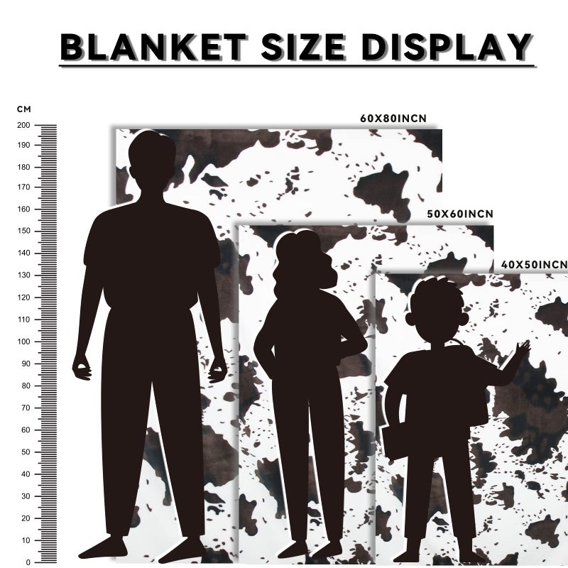 SEEGU Cow Print Blanket Animal Brown Black Milky White Throw Blankets Cow Print Blanket for Kids Adults  Soft Cow Blankets and Throws Cowhide Decor for Couch Sofa Bed 40"" - Image 3