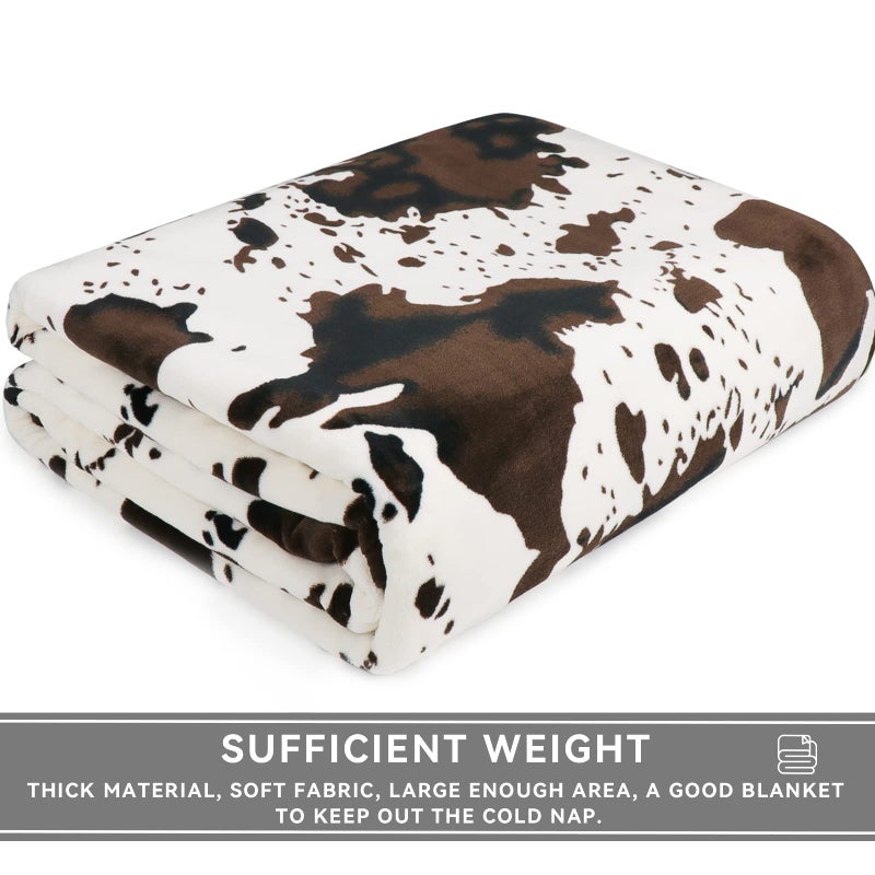 SEEGU Cow Print Blanket Animal Brown Black Milky White Throw Blankets Cow Print Blanket for Kids Adults  Soft Cow Blankets and Throws Cowhide Decor for Couch Sofa Bed 40"" - Image 5