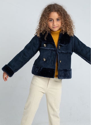 Girls Suede Jacket with Fur hems and Lining