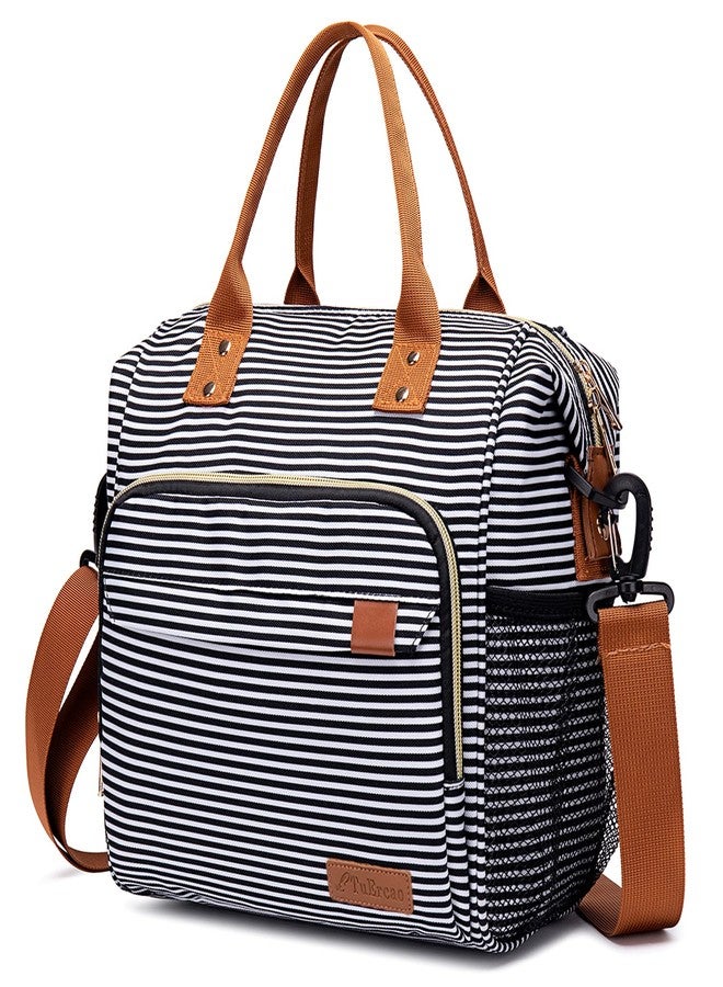 TuErCao Lunch Bag Women Insulated Lunch Box for Work Leakproof Soft Cooler for Picnic Travel Road Trips, Loncheras para Mujer Adult, Stripes - Image 1