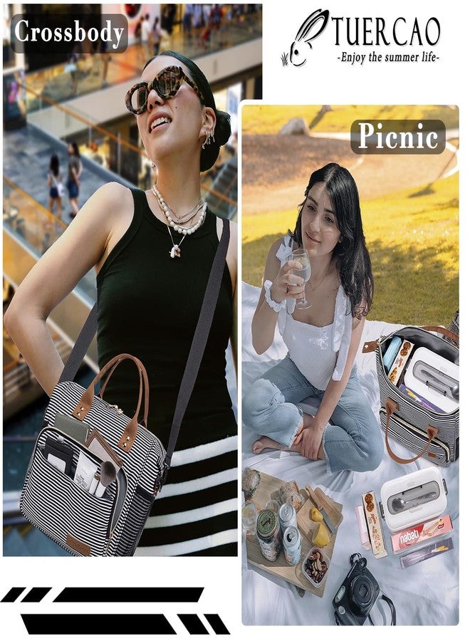 TuErCao Lunch Bag Women Insulated Lunch Box for Work Leakproof Soft Cooler for Picnic Travel Road Trips, Loncheras para Mujer Adult, Stripes - Image 5