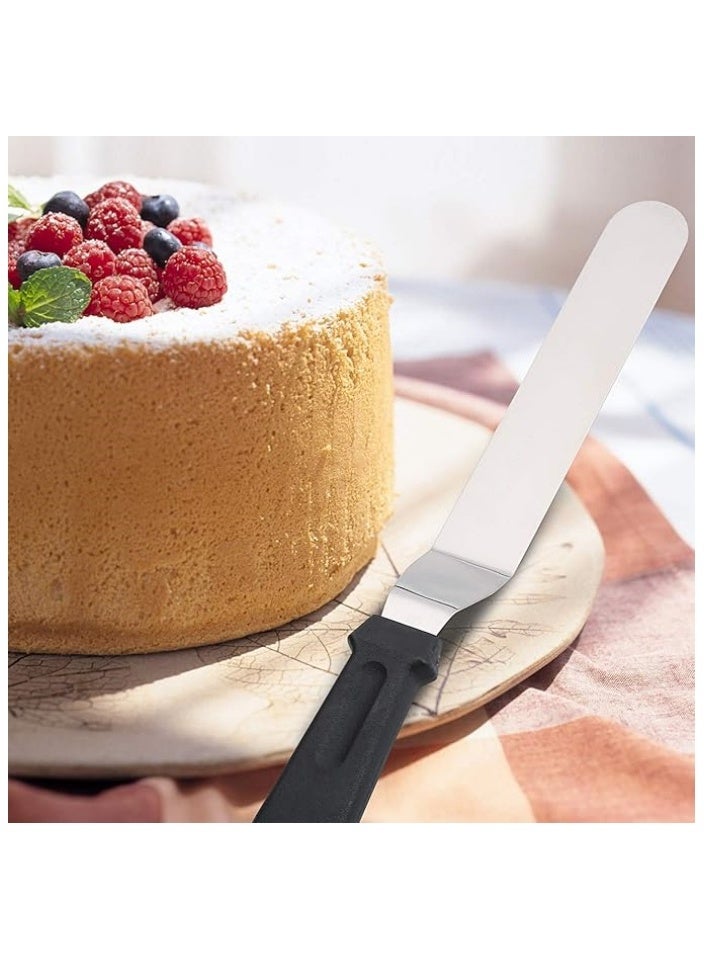 Angled Icing Spatula, Stainless Steel Offset Spatula, Cake Spatula Set of 2 Black 6, 8 inch Blade  - Image 3