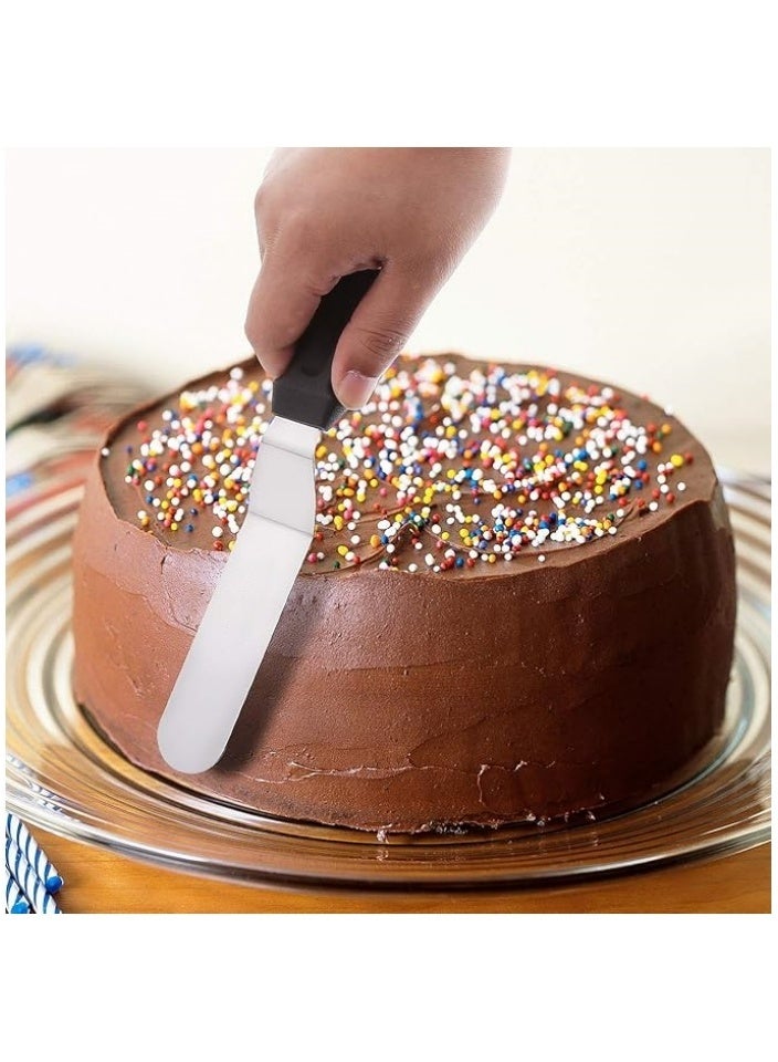 Angled Icing Spatula, Stainless Steel Offset Spatula, Cake Spatula Set of 2 Black 6, 8 inch Blade  - Image 5