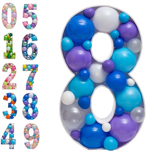 JoyBox Design Mosaic Balloon Frame Numbers 8 PreCut Large Foam Board Sign Cutout for Boy Girl 8 Birthday Party Backdrop Anniversary Decoration - Image 1
