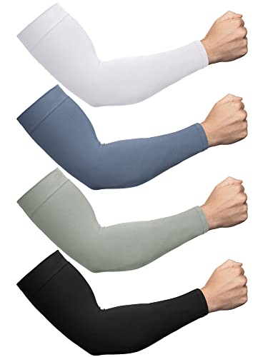 Foaincore 4 Pairs Plus Size Cooling Arm Sun Sleeves for Men Women UV Sun Protection Oversized Compression Sleeves(Multiple) - Image 1