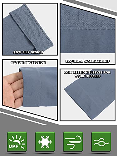 Foaincore 4 Pairs Plus Size Cooling Arm Sun Sleeves for Men Women UV Sun Protection Oversized Compression Sleeves(Multiple) - Image 3