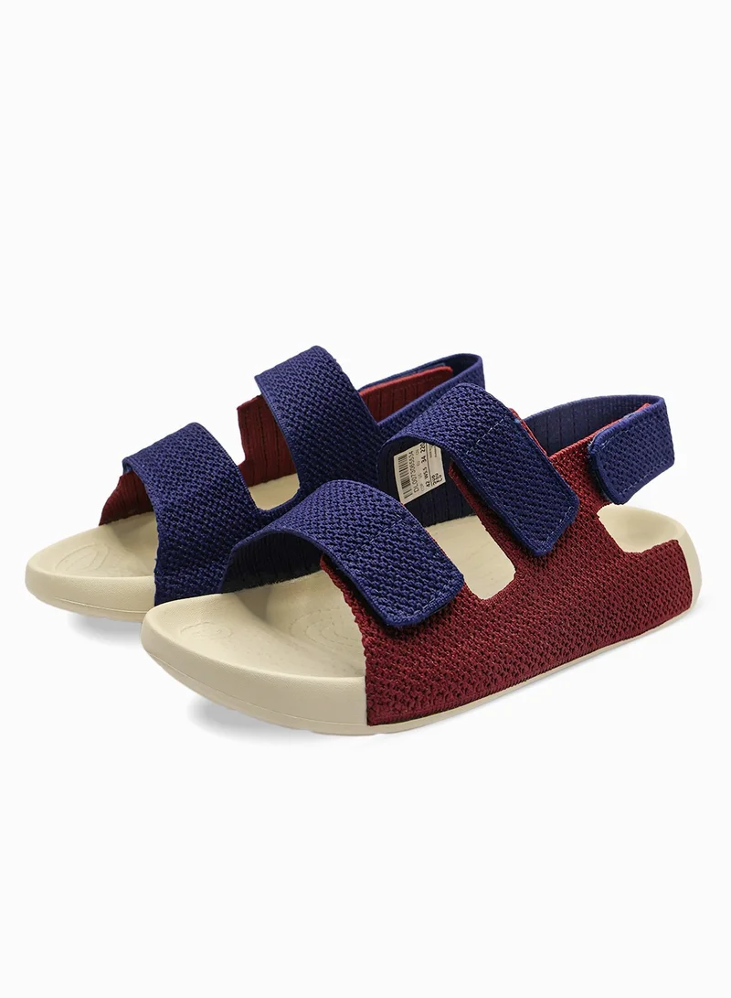 Duozoulu Dark Navy/Bordeaux Red AQ Three-Strap Knit Kids Sandals – Comfortable Casual Sandals for Summer, Play & Everyday Wear  | Best Price UAE