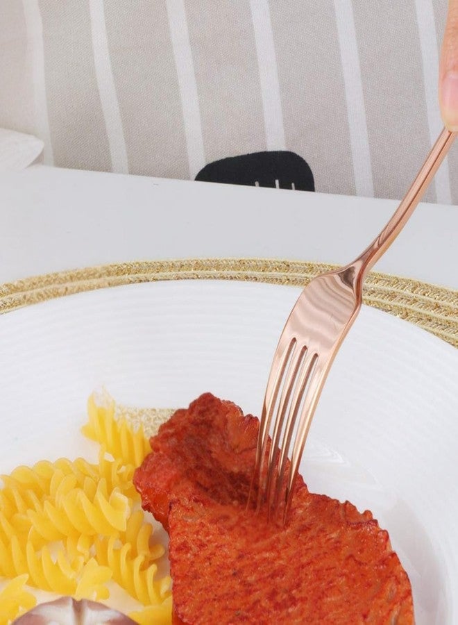 P Plus Fire طقم شوك طاولة كبير من P Plus Fire، شوك من الفولاذ المقاوم للصدأ خالٍ من مادة BPA بمقبض أنيق وهيكل مقاوم للصدأ، مثالي لتناول الطعام اليومي أو الاستضافة أو الاستخدام المهني (شوكة كبيرة، ذهبي وردي، عبوة من 6 قطع) - Image 3