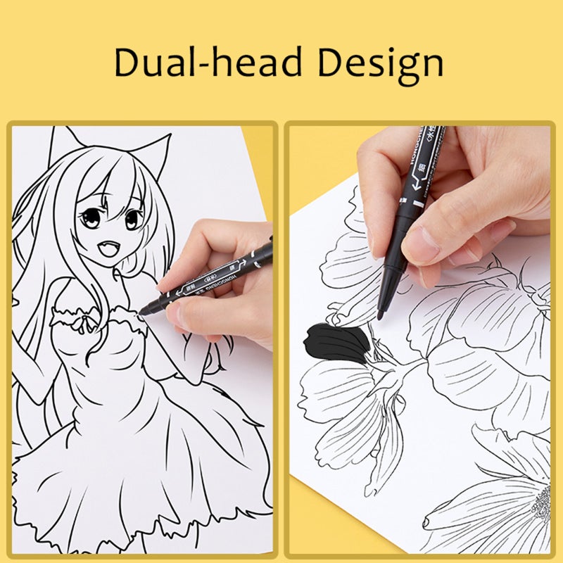 Small double-headed outlining pen 120 black waterproof quick-drying marker pen, ultra-fine oil-based marker pen for art painting, wholesale - Image 4