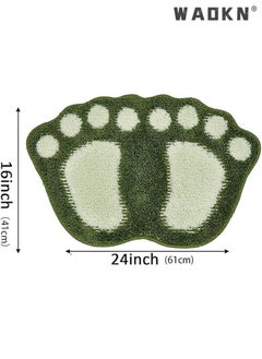 WAOKN Non Slip Bathroom Rug, Soft Absorbent Bath Mat & Floor Rugs for Shower, Kitchen-Machine-Washable Used in Bathroom, Shower, Room, Etc, 40x60cm (Green)  - Image 2