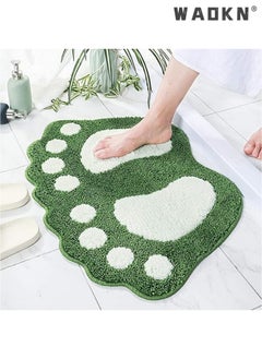 WAOKN Non Slip Bathroom Rug, Soft Absorbent Bath Mat & Floor Rugs for Shower, Kitchen-Machine-Washable Used in Bathroom, Shower, Room, Etc, 40x60cm (Green)  - Image 1