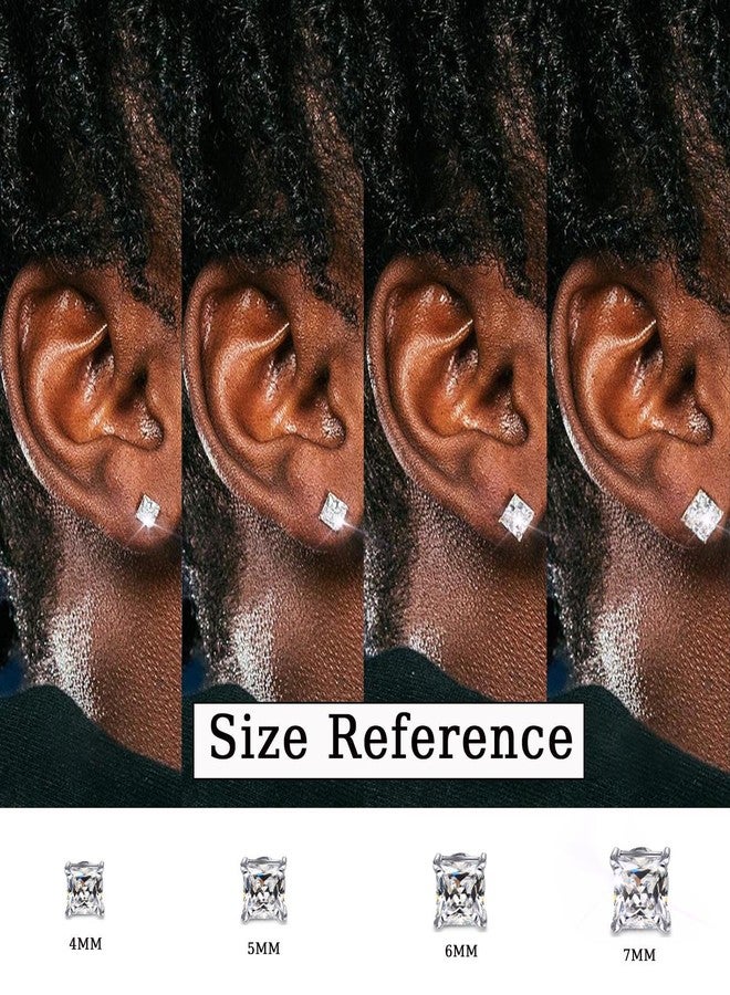 جي ستايل أقراط جي ستايل، 4 أزواج، من الفولاذ المقاوم للصدأ، مرصعة بمغناطيس، للرجال والنساء، بدون ثقب، مرصعة بالزركون، مقاس 4-7 مم - Image 2