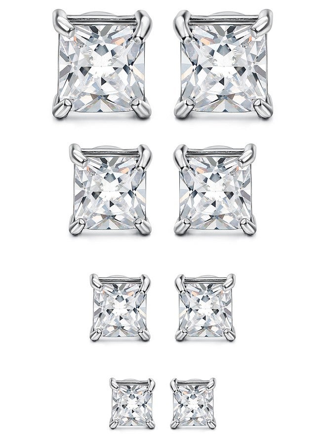 جي ستايل أقراط جي ستايل، 4 أزواج، من الفولاذ المقاوم للصدأ، مرصعة بمغناطيس، للرجال والنساء، بدون ثقب، مرصعة بالزركون، مقاس 4-7 مم - Image 1