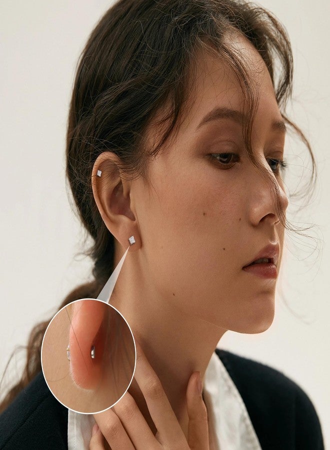 جي ستايل أقراط جي ستايل، 4 أزواج، من الفولاذ المقاوم للصدأ، مرصعة بمغناطيس، للرجال والنساء، بدون ثقب، مرصعة بالزركون، مقاس 4-7 مم - Image 4