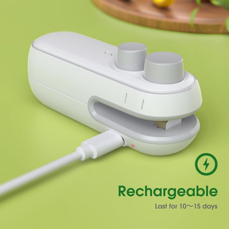 TECH LOGO ELECTRONICS TECH LOGO ELECTRONICS Portable Mini Sealing Machine 2 in 1 USB Rechargeable Magnetic Bag Sealer Heat Seal with Cutter Plastic Bags Packing Machine Home Appliances multicolor  - Image 5