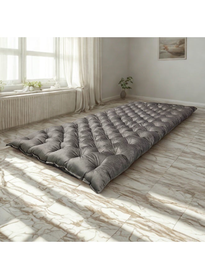 سمارت هوم مرتبة أرضية فاخرة من المخمل 190×90×10 سم – بحشوة قطن ناعمة، قابلة للطي للاستخدام في المنزل وللضيوف - Image 2