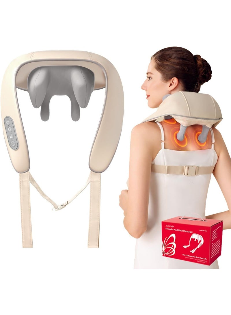 Electric Neck and Shoulder Massager with Heat Shiatsu Deep Kneading Massage Pillow Rechargeable Portable with Adjustable Strap - Image 2