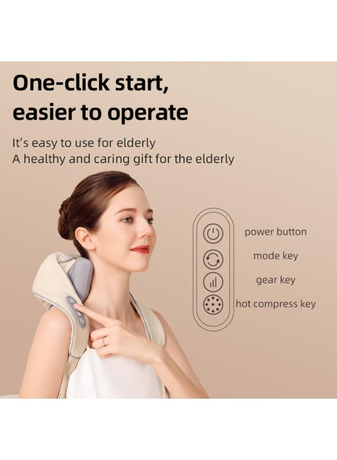 Electric Neck and Shoulder Massager with Heat Shiatsu Deep Kneading Massage Pillow Rechargeable Portable with Adjustable Strap - Image 4